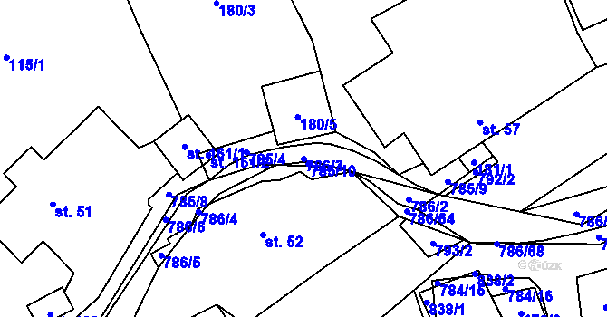 Parcela st. 786/3 v KÚ Jičina, Katastrální mapa
