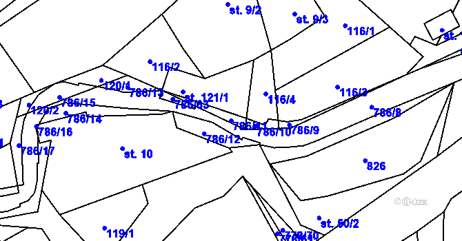Parcela st. 786/11 v KÚ Jičina, Katastrální mapa