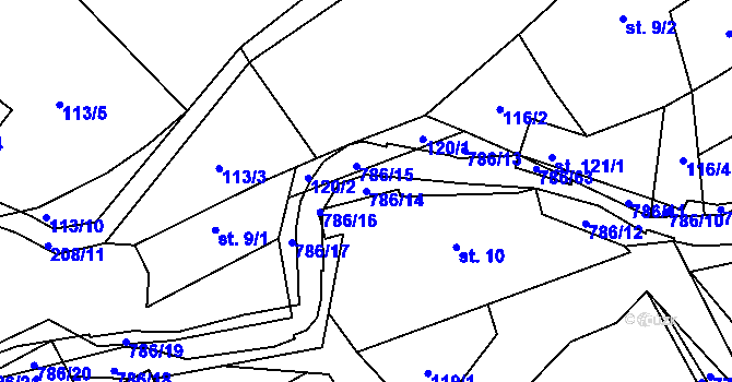 Parcela st. 786/14 v KÚ Jičina, Katastrální mapa