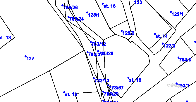 Parcela st. 786/28 v KÚ Jičina, Katastrální mapa