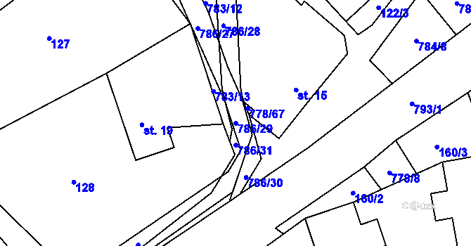 Parcela st. 786/29 v KÚ Jičina, Katastrální mapa