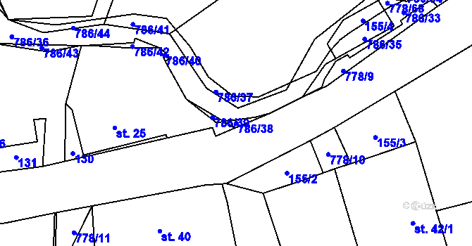 Parcela st. 786/38 v KÚ Jičina, Katastrální mapa