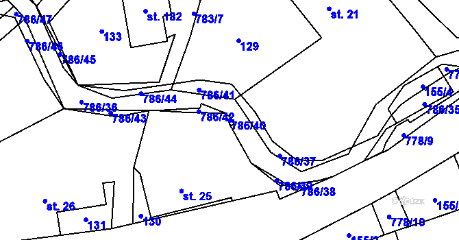 Parcela st. 786/40 v KÚ Jičina, Katastrální mapa