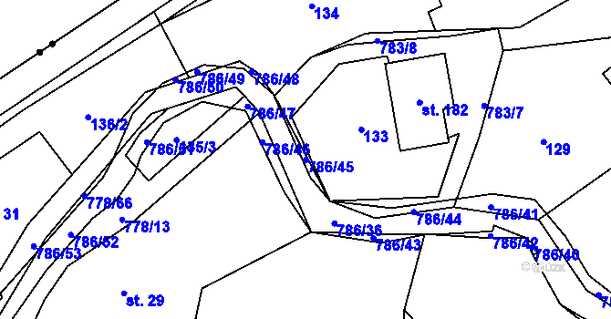 Parcela st. 786/45 v KÚ Jičina, Katastrální mapa