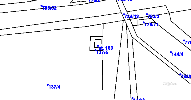 Parcela st. 137/5 v KÚ Jičina, Katastrální mapa