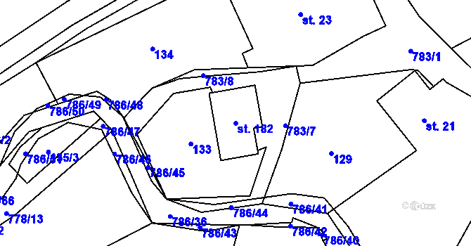 Parcela st. 182 v KÚ Jičina, Katastrální mapa