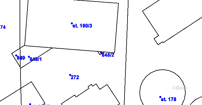 Parcela st. 848/2 v KÚ Jičina, Katastrální mapa