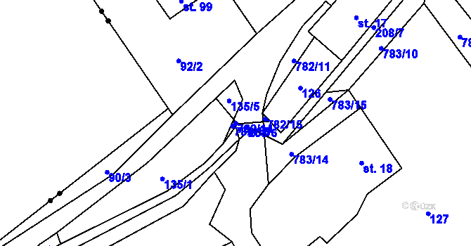 Parcela st. 782/14 v KÚ Jičina, Katastrální mapa