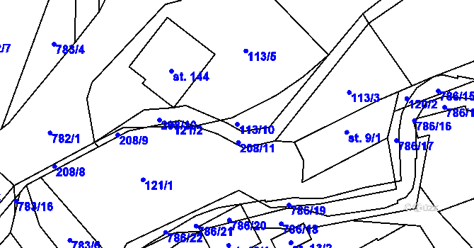 Parcela st. 113/10 v KÚ Jičina, Katastrální mapa