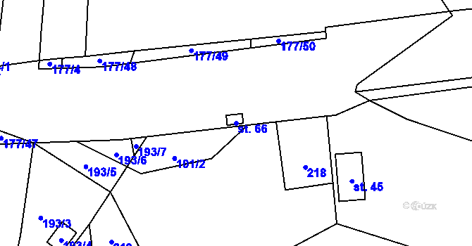 Parcela st. 66 v KÚ Bartoušov u Jičíněvsi, Katastrální mapa
