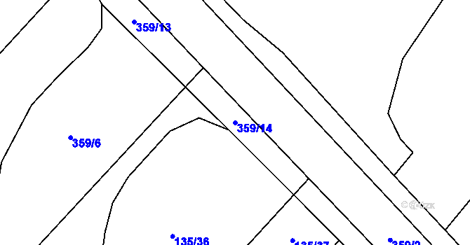 Parcela st. 359/14 v KÚ Jičíněves, Katastrální mapa
