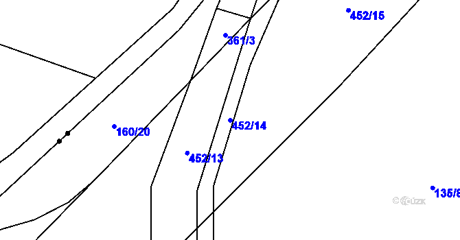 Parcela st. 452/14 v KÚ Jičíněves, Katastrální mapa
