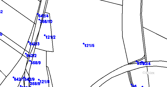 Parcela st. 121/5 v KÚ Jičíněves, Katastrální mapa