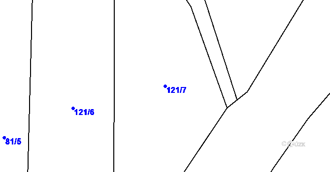 Parcela st. 121/7 v KÚ Jičíněves, Katastrální mapa