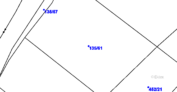 Parcela st. 135/61 v KÚ Jičíněves, Katastrální mapa
