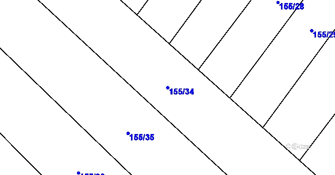 Parcela st. 155/34 v KÚ Jičíněves, Katastrální mapa