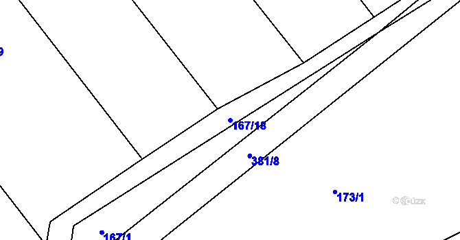 Parcela st. 167/18 v KÚ Jičíněves, Katastrální mapa