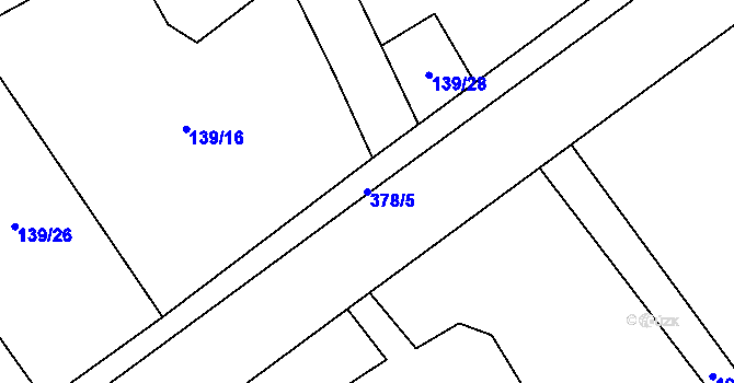 Parcela st. 378/5 v KÚ Jičíněves, Katastrální mapa