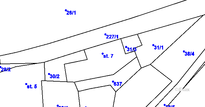 Parcela st. 7 v KÚ Kostelec u Jičíněvsi, Katastrální mapa