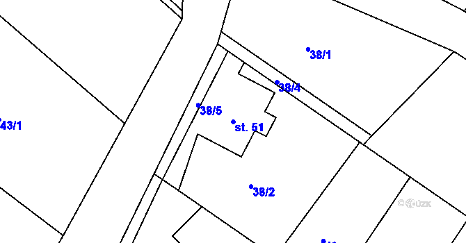 Parcela st. 51 v KÚ Žitětín, Katastrální mapa