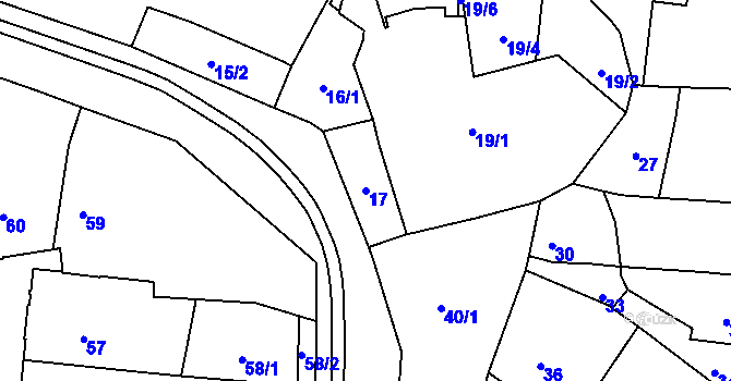 Parcela st. 17 v KÚ Jihlava, Katastrální mapa