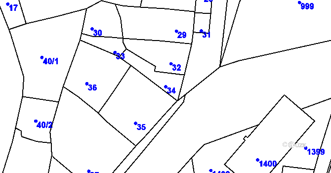 Parcela st. 34 v KÚ Jihlava, Katastrální mapa