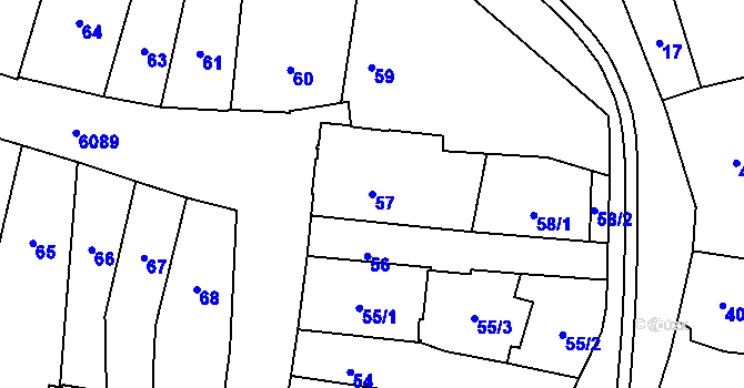 Parcela st. 57 v KÚ Jihlava, Katastrální mapa