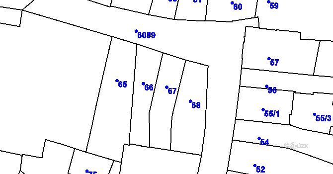 Parcela st. 67 v KÚ Jihlava, Katastrální mapa