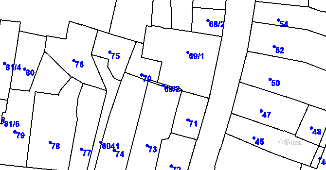 Parcela st. 69/2 v KÚ Jihlava, Katastrální mapa