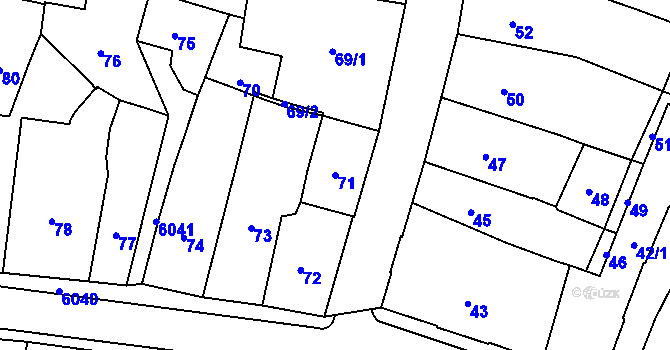 Parcela st. 71 v KÚ Jihlava, Katastrální mapa