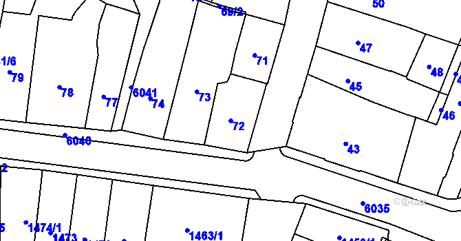 Parcela st. 72 v KÚ Jihlava, Katastrální mapa