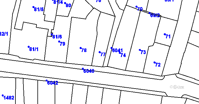 Parcela st. 77 v KÚ Jihlava, Katastrální mapa