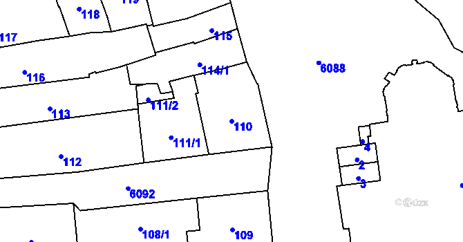 Parcela st. 110 v KÚ Jihlava, Katastrální mapa
