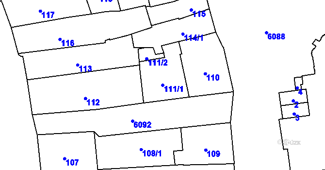 Parcela st. 111/1 v KÚ Jihlava, Katastrální mapa