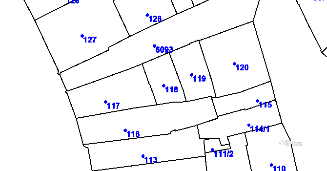 Parcela st. 118 v KÚ Jihlava, Katastrální mapa