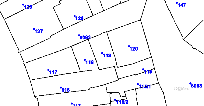 Parcela st. 119 v KÚ Jihlava, Katastrální mapa
