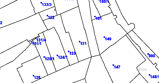 Parcela st. 121 v KÚ Jihlava, Katastrální mapa