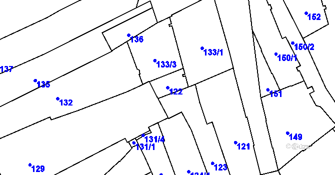 Parcela st. 122 v KÚ Jihlava, Katastrální mapa