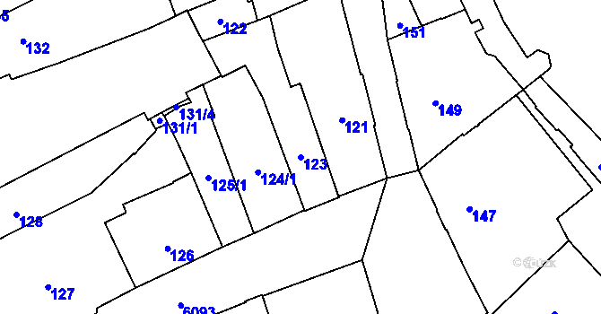 Parcela st. 123 v KÚ Jihlava, Katastrální mapa