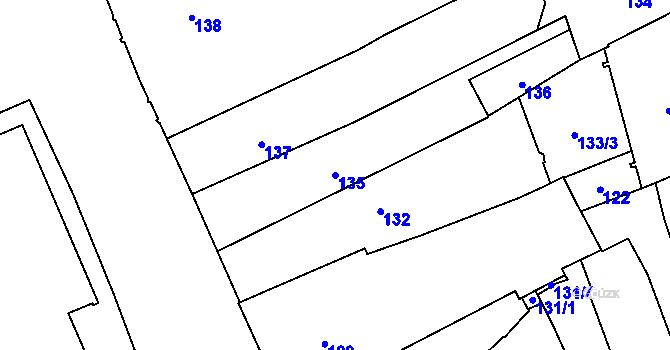 Parcela st. 135 v KÚ Jihlava, Katastrální mapa