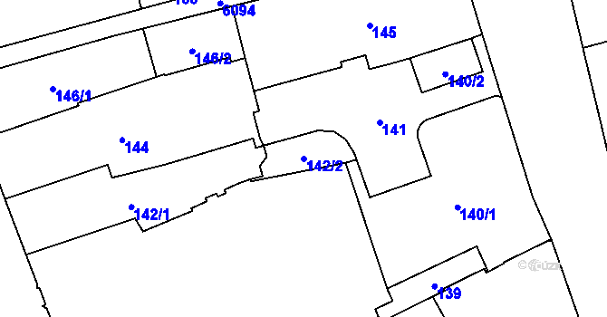 Parcela st. 142/2 v KÚ Jihlava, Katastrální mapa