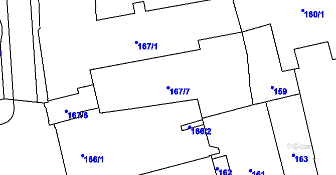 Parcela st. 167/7 v KÚ Jihlava, Katastrální mapa