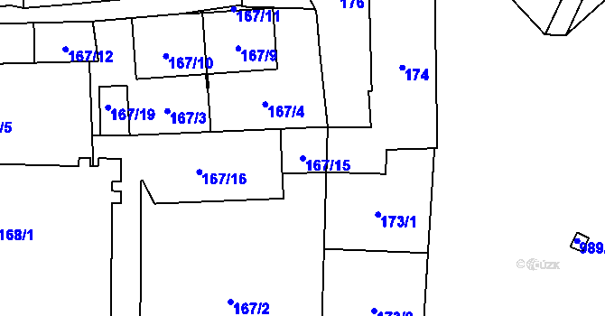 Parcela st. 167/15 v KÚ Jihlava, Katastrální mapa