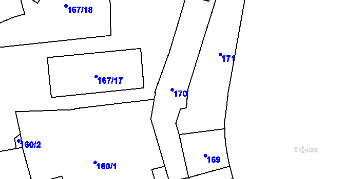 Parcela st. 170 v KÚ Jihlava, Katastrální mapa