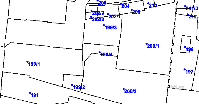 Parcela st. 199/4 v KÚ Jihlava, Katastrální mapa