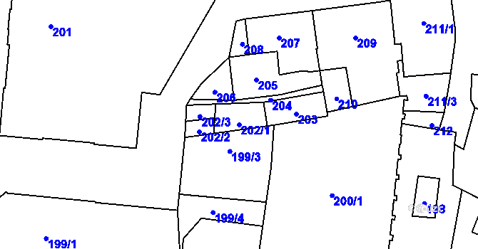 Parcela st. 202/1 v KÚ Jihlava, Katastrální mapa