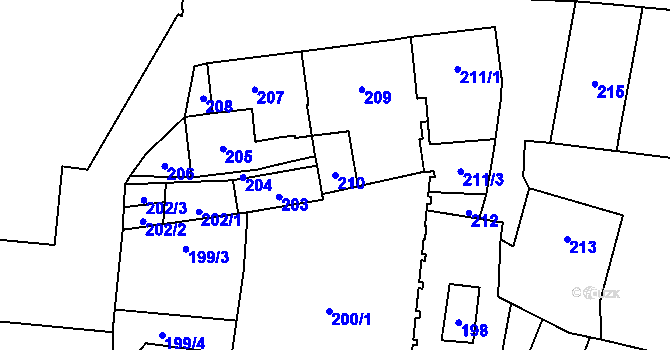 Parcela st. 210 v KÚ Jihlava, Katastrální mapa