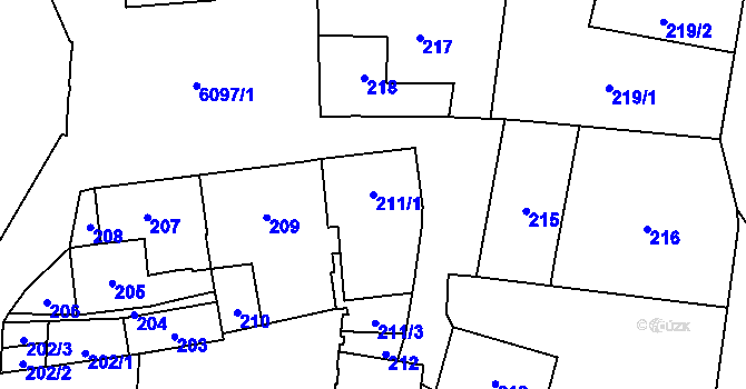 Parcela st. 211/1 v KÚ Jihlava, Katastrální mapa