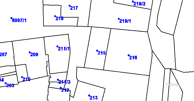 Parcela st. 215 v KÚ Jihlava, Katastrální mapa