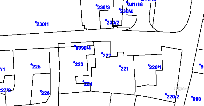 Parcela st. 222 v KÚ Jihlava, Katastrální mapa